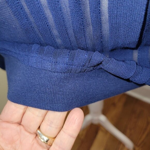 Anthropologie “ONE FINE DAY” Sheer Blue Blouse Round Neck Long Sleeve Size XS - Picture 9 of 14